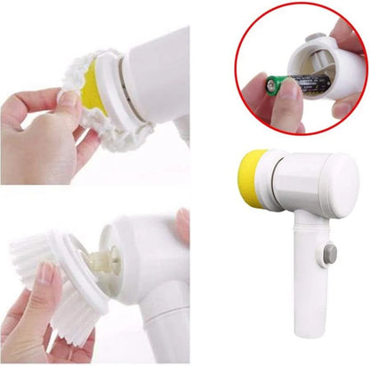5-in-1 Electric Cleaning Brush – Cordless Handheld Scrubber with Interchangeable Brush Heads
