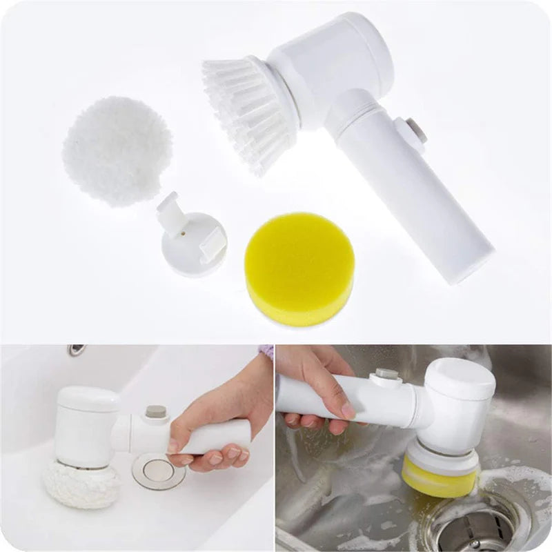 5-in-1 Electric Cleaning Brush – Cordless Handheld Scrubber with Interchangeable Brush Heads