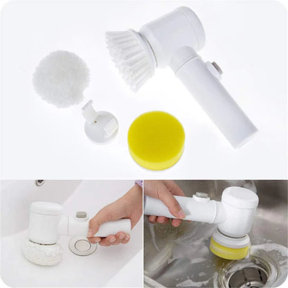 5-in-1 Electric Cleaning Brush – Cordless Handheld Scrubber with Interchangeable Brush Heads
