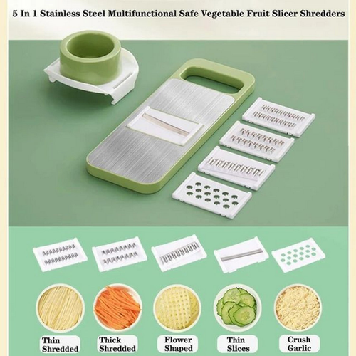5-in-1 Stainless Steel Vegetable Cutter & Slicer – Multi-Function Kitchen Tool
