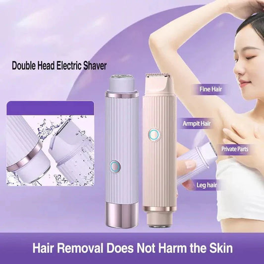Double Head Electric Shaver for Women – Rechargeable Facial & Body Hair Remover